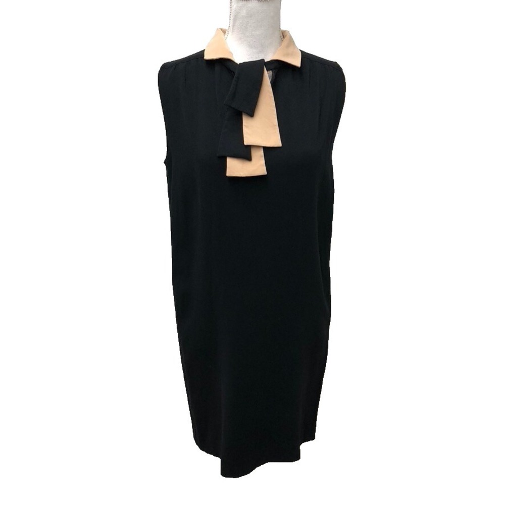 Chloe Shift Dress Womens Small Black Tie Neck Boxy Business Business Edgy Modern